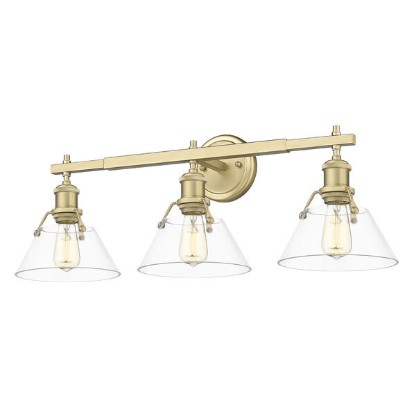 Orwell Brushed Champagne Bronze and Clear Glass Three-Light Bath Vanity, image 3